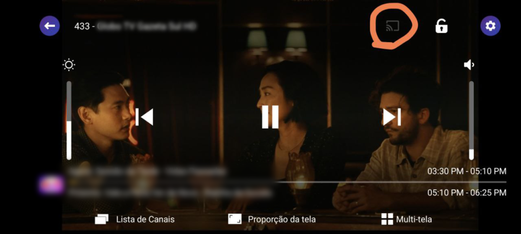 Aplicativo IPTV espelhando no Chromecast